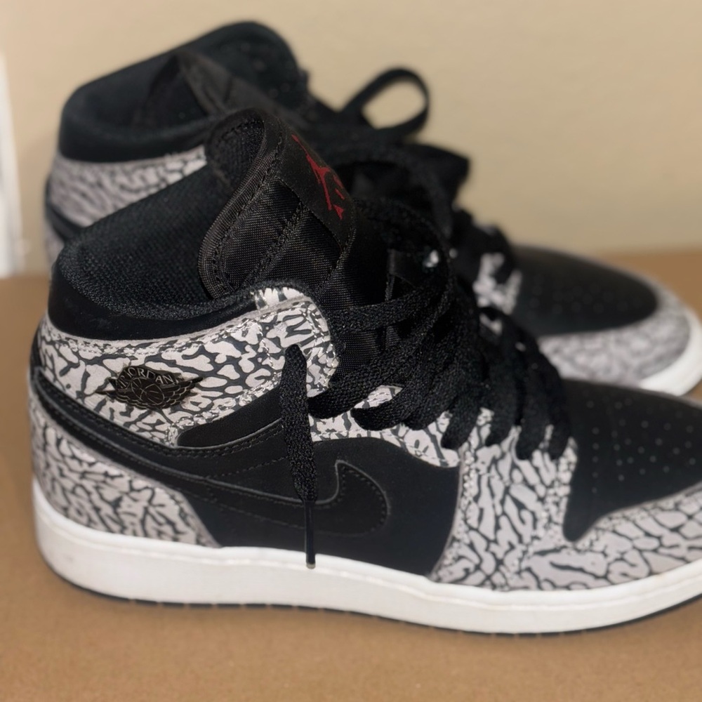Nike Black and Gray Retro Jordan 1 Youth size 5.5 Youth